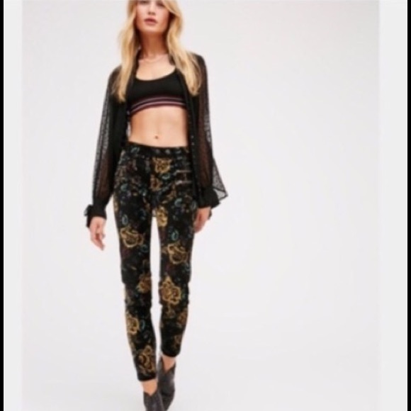 NWOT FREE PEOPLE Velvet Moto Jeans - Picture 3 of 5